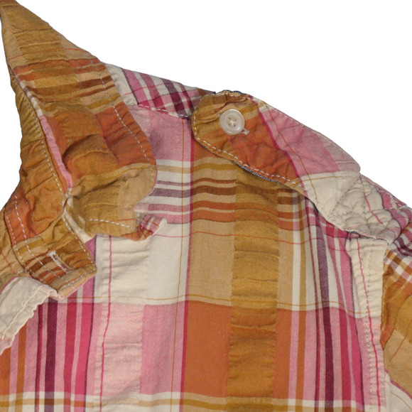 SBS Super Bad Shirt Button Up Mens XL Top Mustard Seersucker Flap Pockets Top - Picture 5 of 12